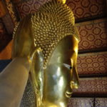 Tête du bouddha couché, Wat Pho, Bangkok, Thaïlande